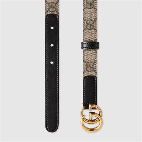 Gucci Supreme Canvas Belt GG Logo Marmont Thin Belt Black 